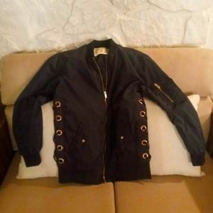 Ci Sono Medium Black Zip Up Jacket Laced Up Sides